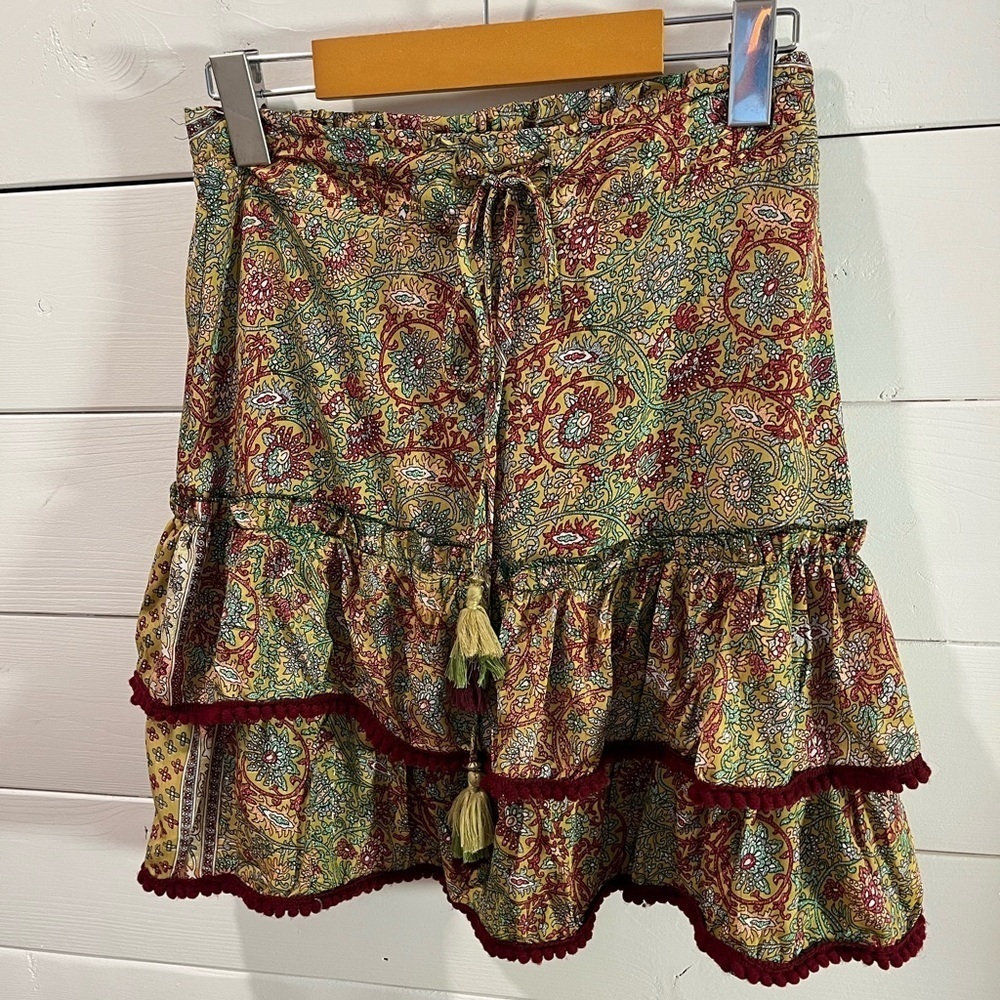 ANISA – Silk• Multicolor Ruffle Skirt M/L - Picture 4 of 10